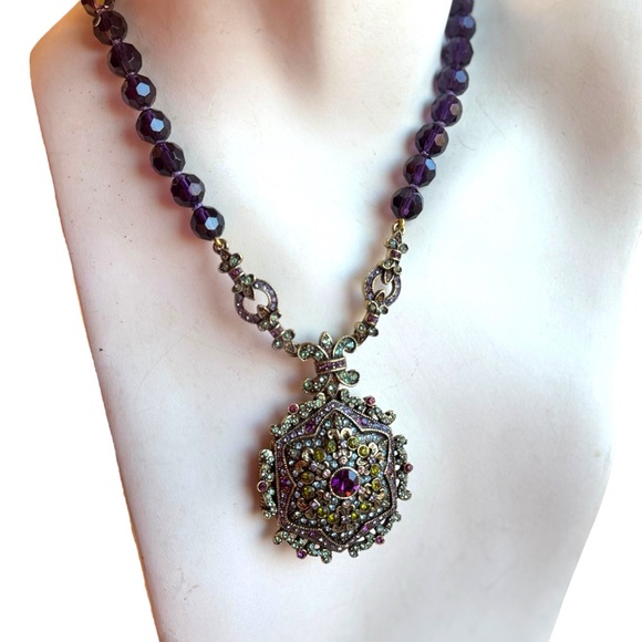 Lovely Retired Heidi Daus "Unforgettable Lavaliere" Locket Necklace rhinstones - Picture 3 of 9